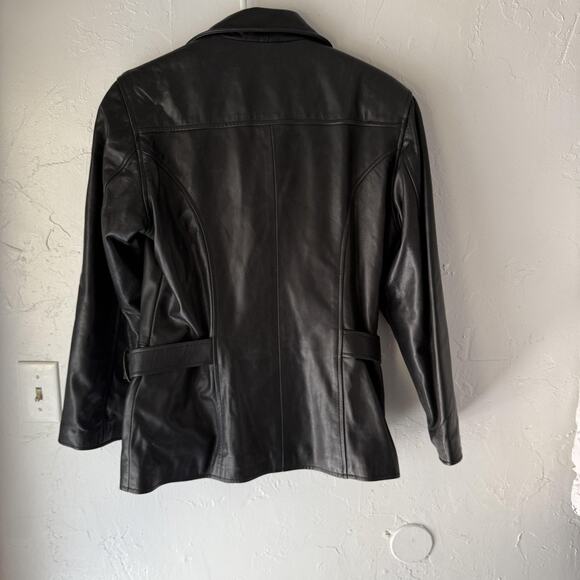 Selection Leathers Jacket Womens Large Genuine Leather Zip Pockets Buckle Moto - Picture 4 of 11